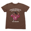 Blue t-shirt with Tony Angelino Christmas Jumper Only Fools and Horses Parody wall display