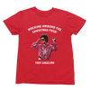 Grey t-shirt with Tony Angelino Christmas Jumper Only Fools and Horses Parody close-up