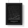 Toronto street map poster in black, minimal city map print framed in a black frame