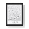 Toronto street map poster in white, minimal city map print framed in a black frame