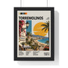 Torremolinos Mid Century Travel print framed in a black frame, ready to hang