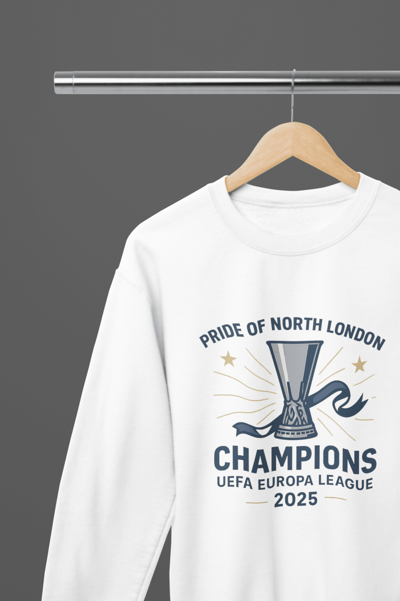 Black t-shirt with Tottenham Europa League Winners 2025 & Sweatshirt