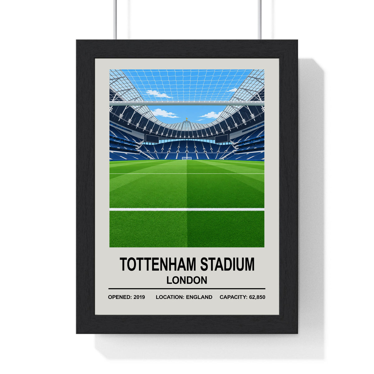 Tottenham Hotspur Tottenham Hotspur Stadium print framed in a black frame, ready to hang