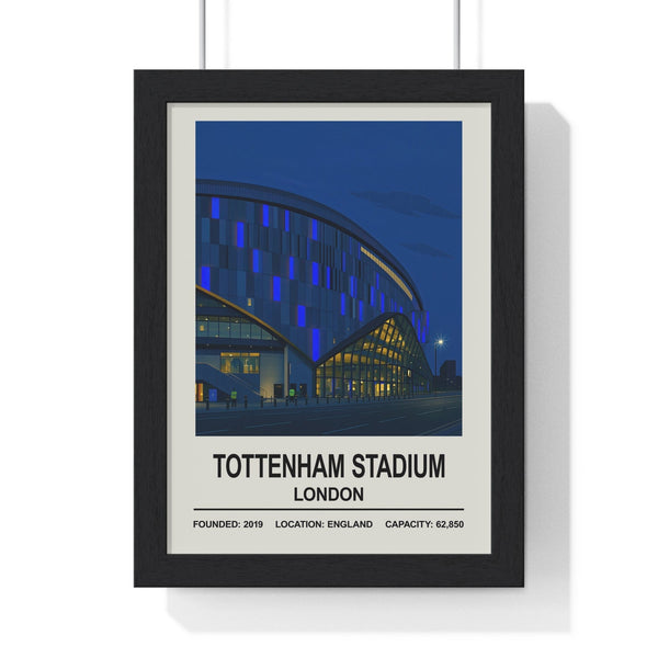 Tottenham Stadium Night Edition framed football poster on wall