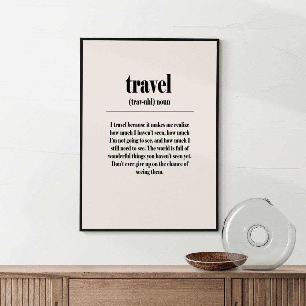 Framed Travel Definition travel poster wall display