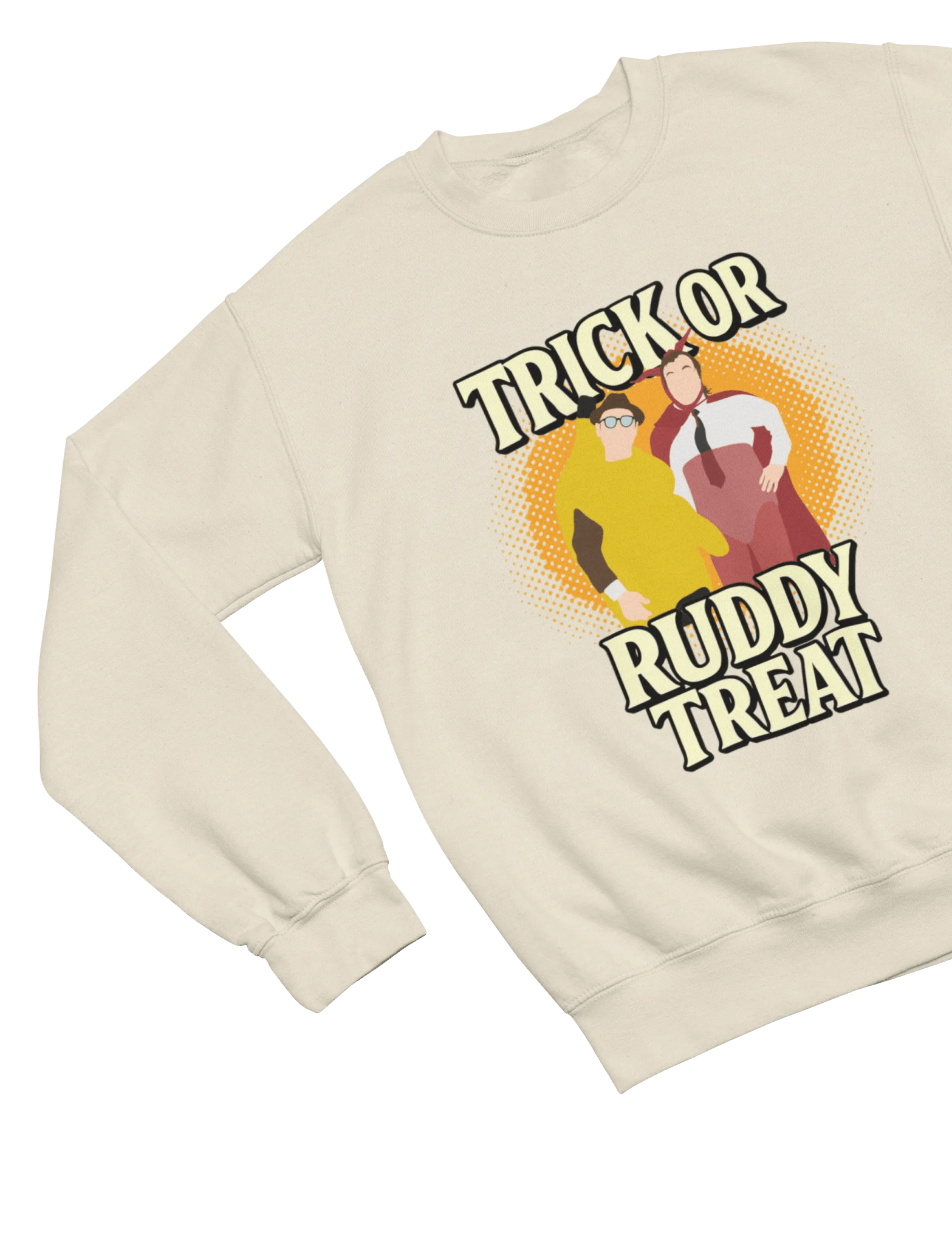 White t-shirt with Trick or Ruddy Treat Sweatshirt Bottom Halloween