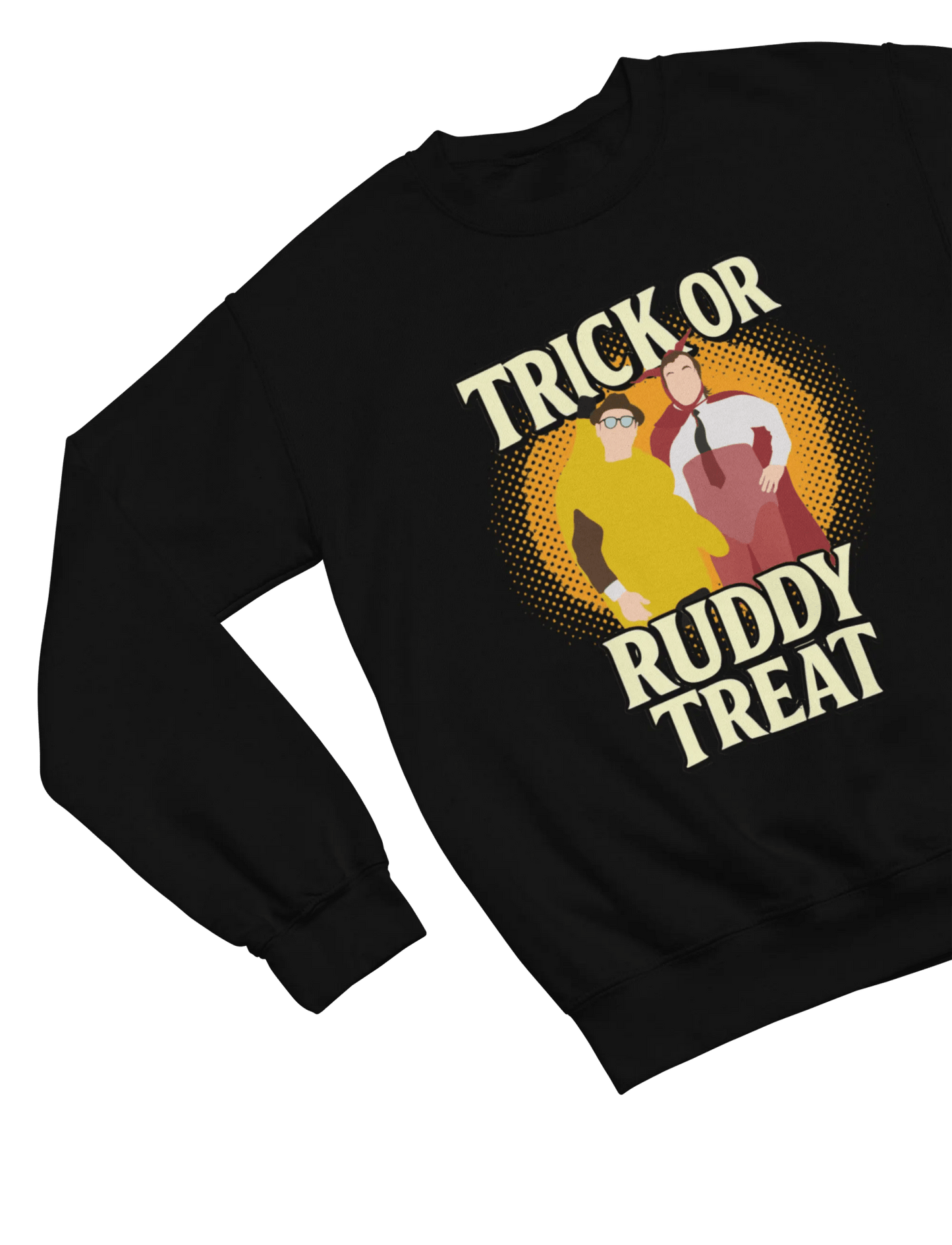 Red t-shirt with Trick or Ruddy Treat Sweatshirt Bottom Halloween