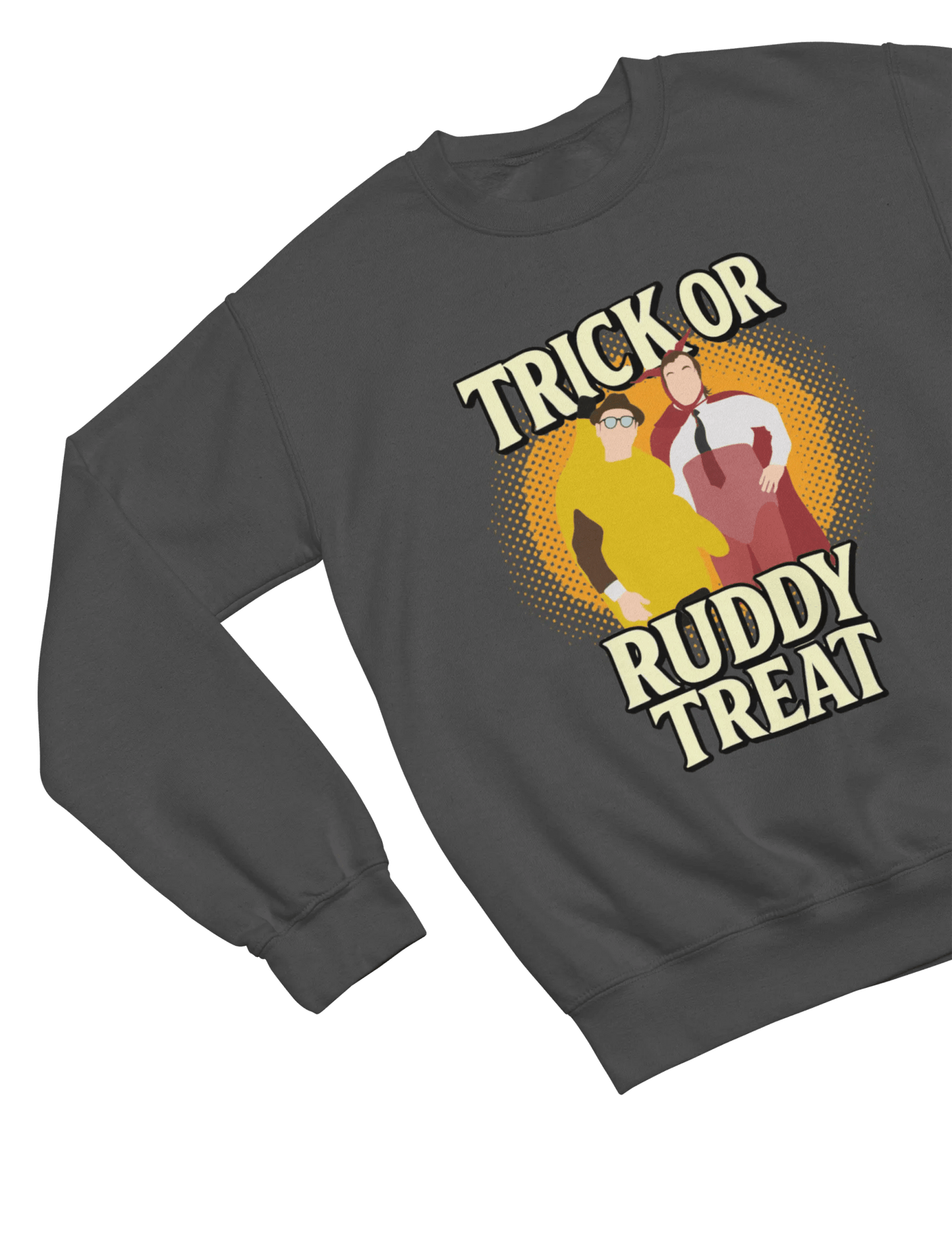 Red t-shirt with Trick or Ruddy Treat Sweatshirt Bottom Halloween