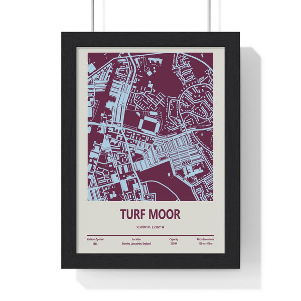 Framed Turf Moor Stadium map print