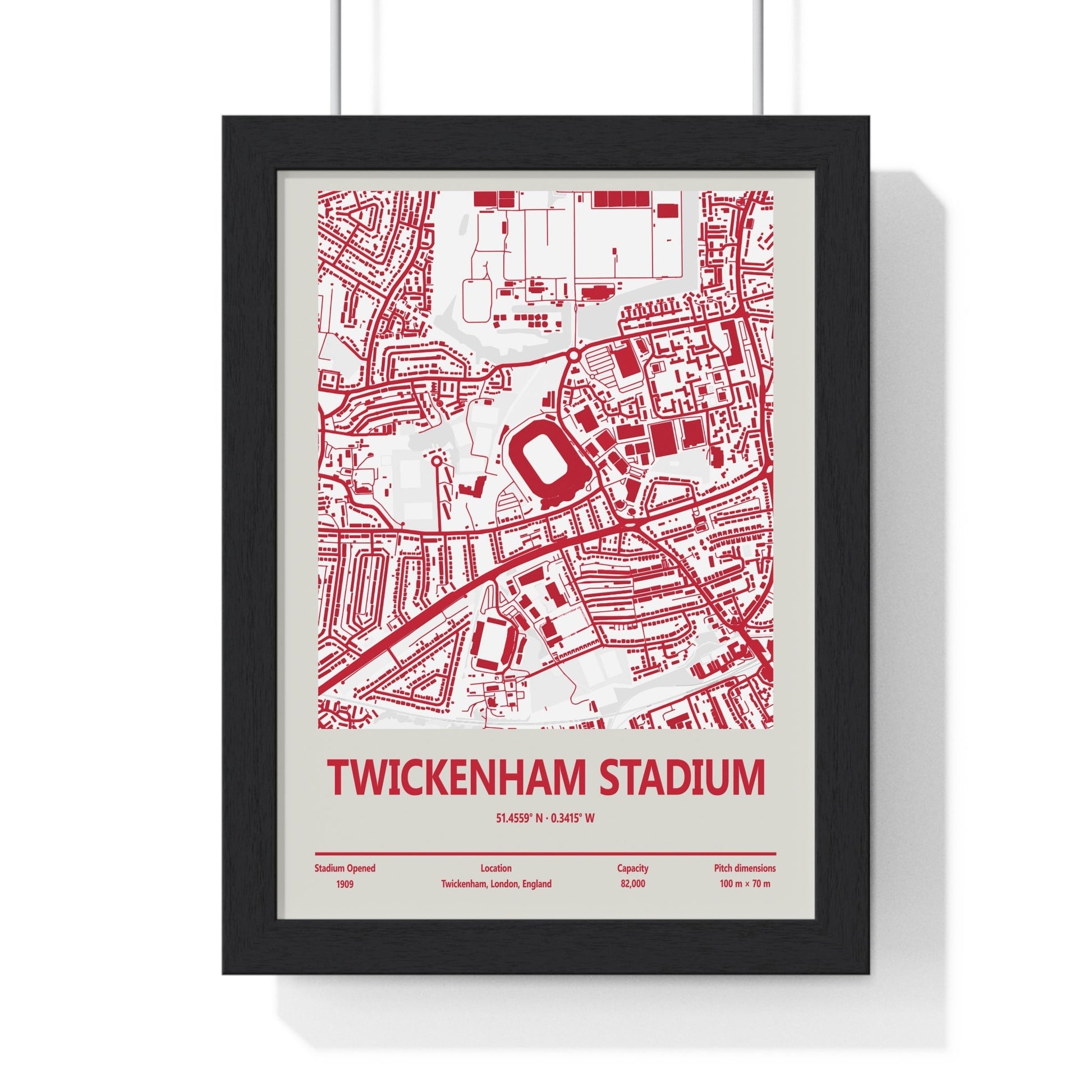 Twickenham Stadium England Rugby Stadium Map Poster