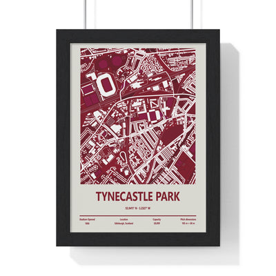 Tynecastle Park stadium map print framed Hearts FC wall art