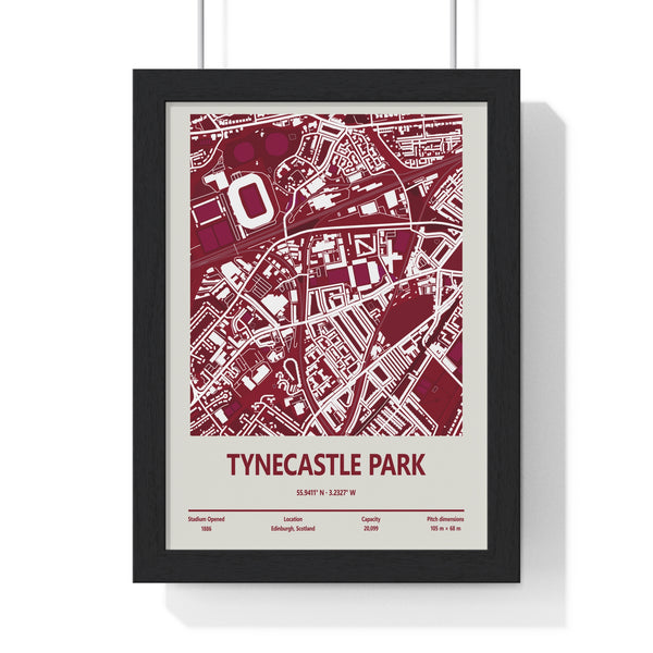 Tynecastle Park stadium map print framed Hearts FC wall art