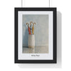 Umbrella Stand Print framed in a black frame, ready to hang