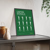 Cricket Umpire Signals print framed and leaning on a sideboard