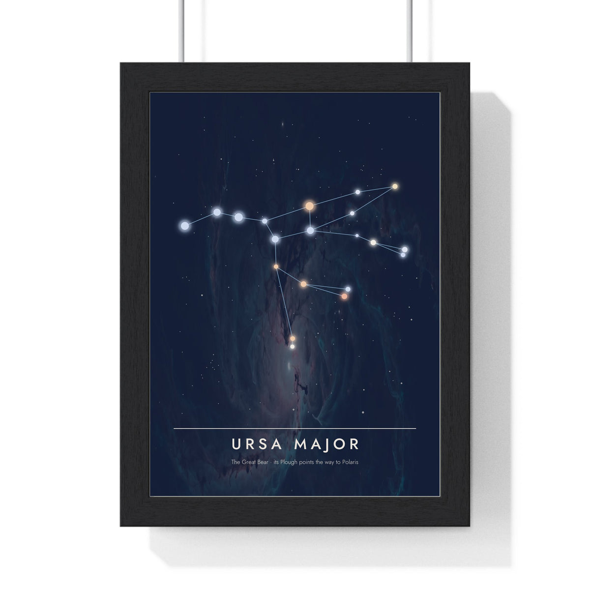Ursa Major Constellation print framed in a black frame, ready to hang