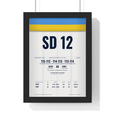 Usyk v Fury 2024 Boxing Poster print framed in a black frame, ready to hang