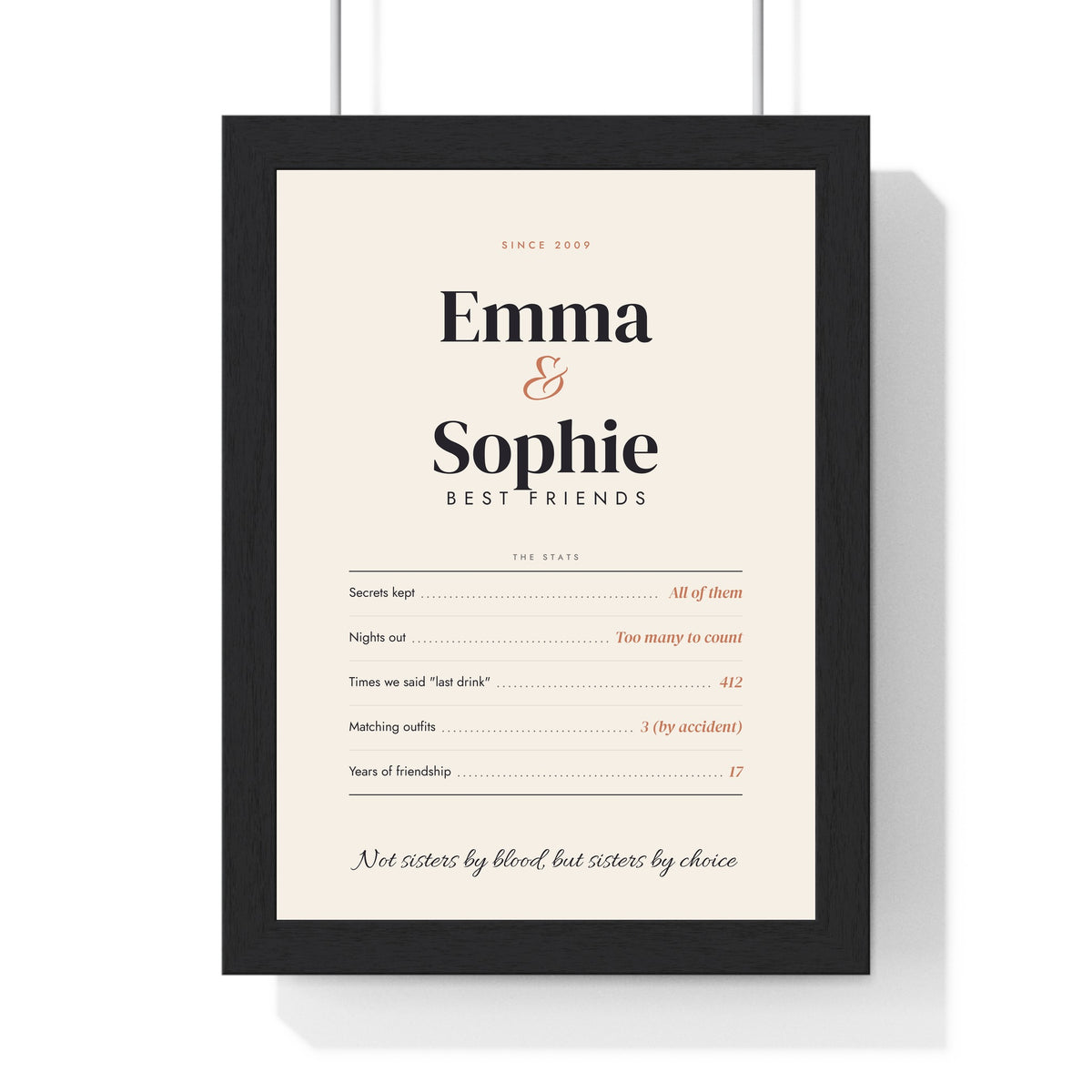 Personalised Best Friends Print - framed cream best friends print