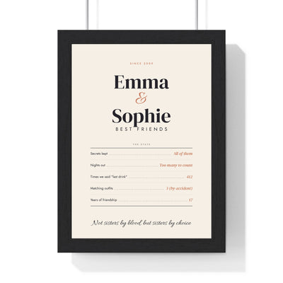 Personalised Best Friends Print - framed cream best friends print