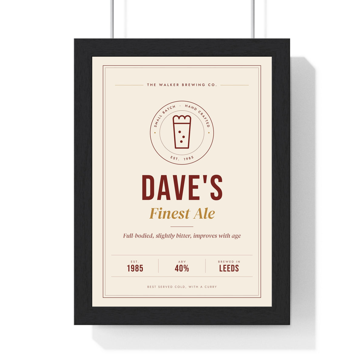 Personalised Beer Label Print - framed cream ale label print