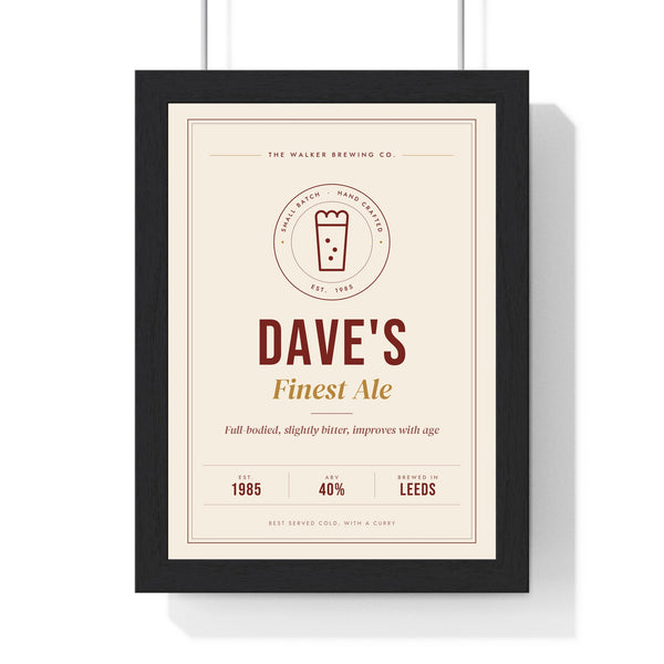 Personalised Beer Label Print - framed cream ale label print