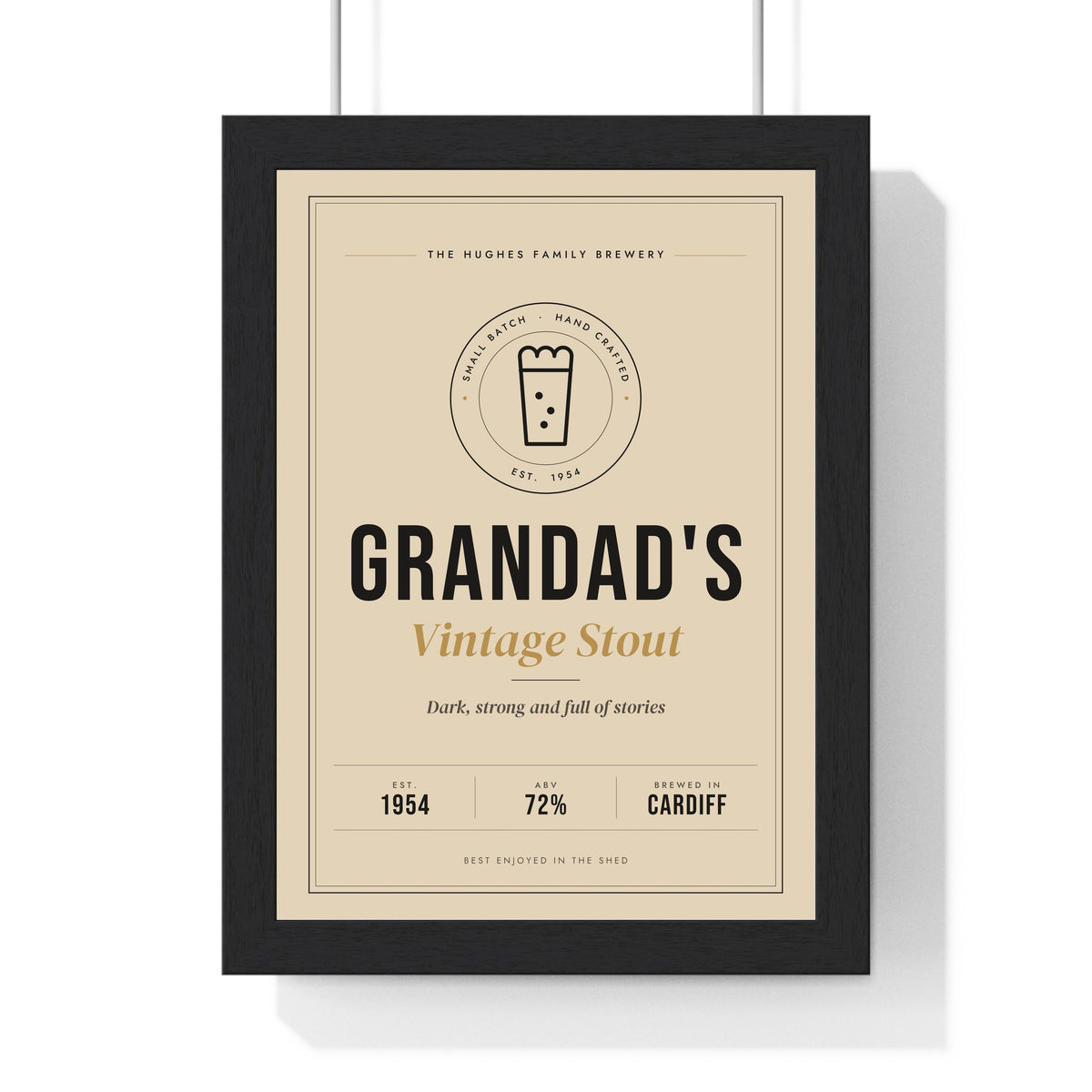 Personalised Beer Label Print - framed stout version