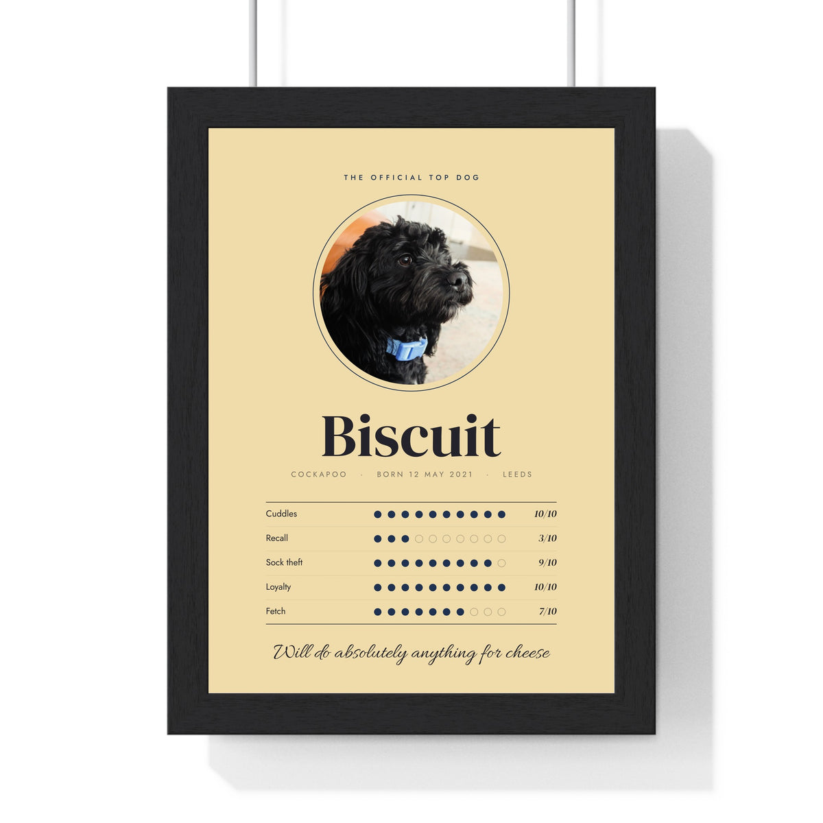 Personalised Dog Print with Name & Photo - framed Top Dog print with photo