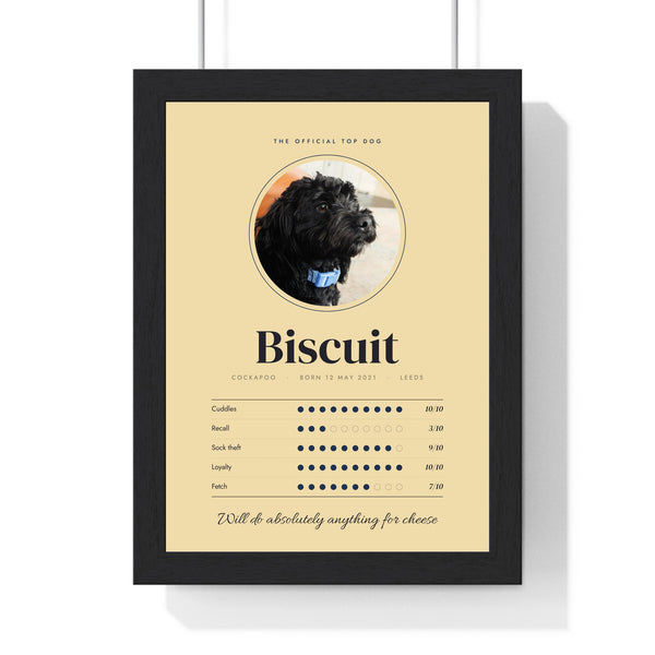 Personalised Dog Print with Name & Photo - framed Top Dog print with photo