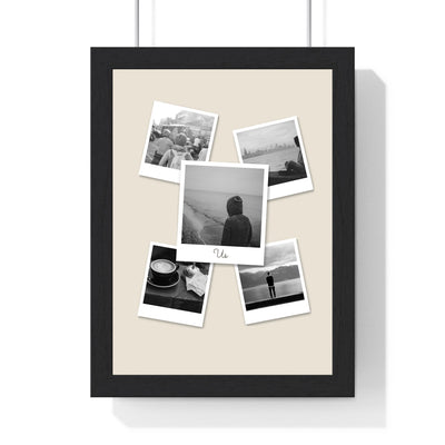 Custom Polaroid photo collage poster showing four personal photos arranged as vintage Polaroids with central message
