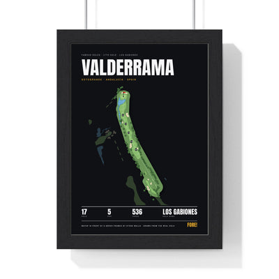 Valderrama 17th Hole print framed in a black frame, ready to hang