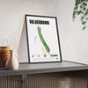 Valderrama 17th Hole White print framed and leaning on a sideboard