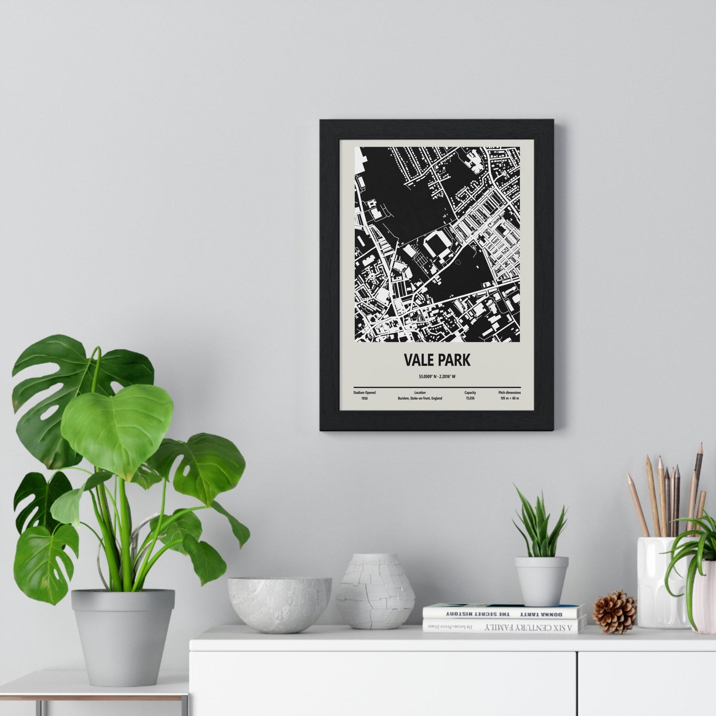 Framed Vale Park Stadium map print