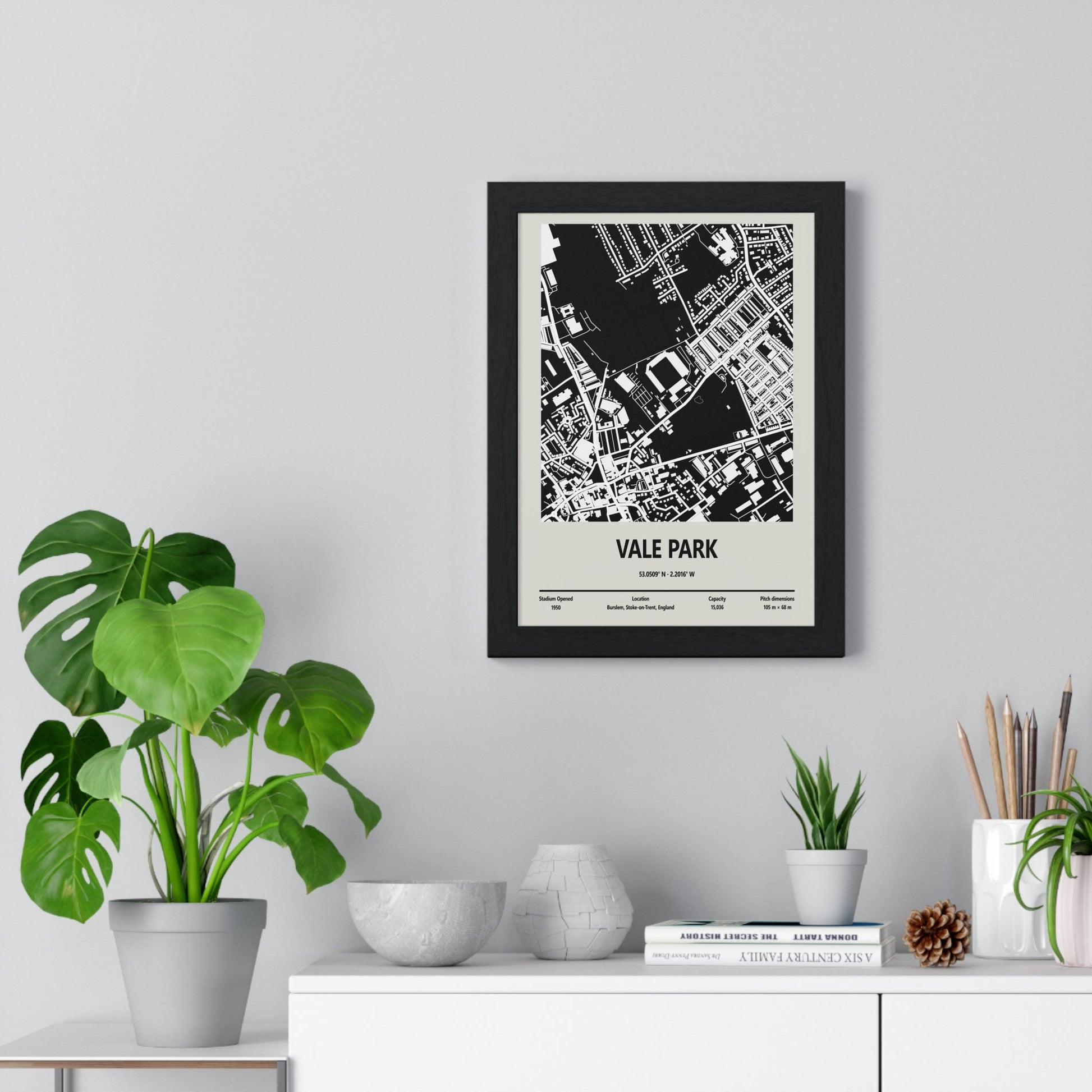 Framed Vale Park Stadium map print