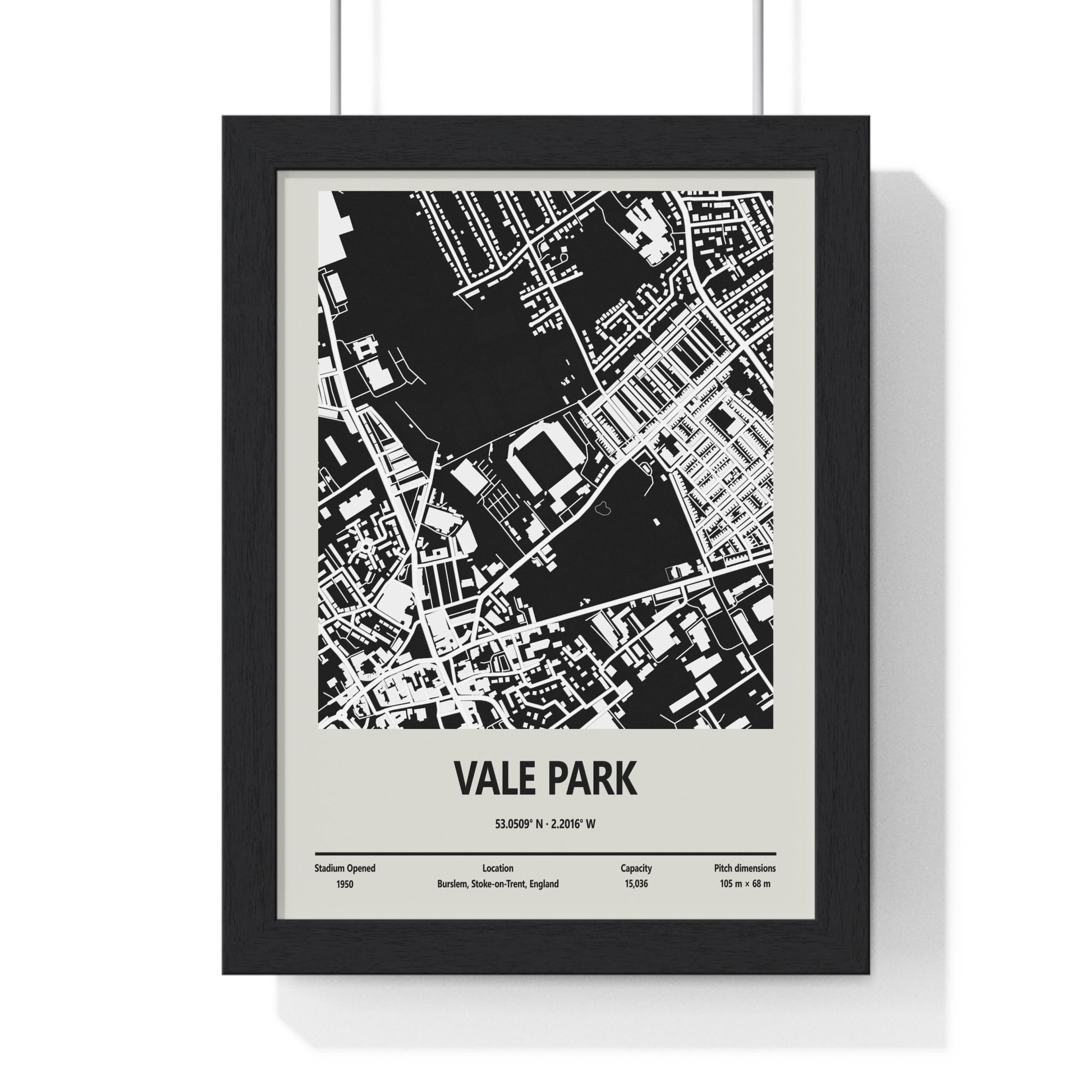 Framed Vale Park Stadium map print