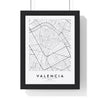 Valencia street map poster in white, minimal city map print framed in a black frame