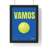 Vamos Padel print framed in a black frame, ready to hang