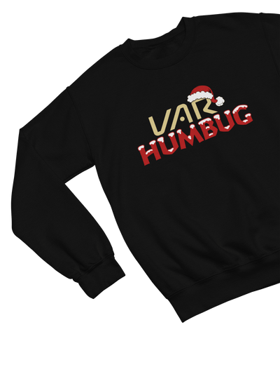 Black t-shirt with VAR Humbug Christmas Jumper Football Parody