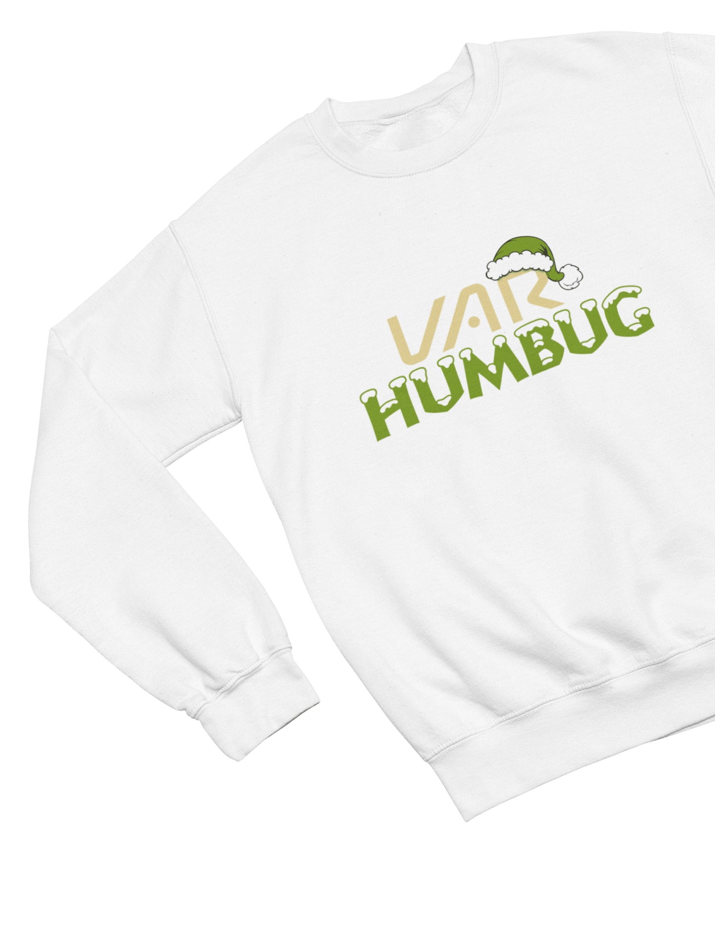 Black t-shirt with VAR Humbug Christmas Jumper Football Parody wall display