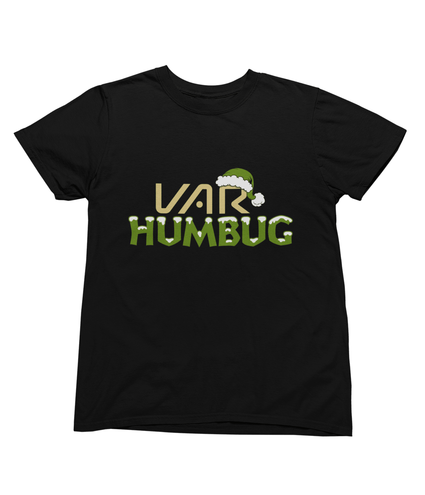 White t-shirt with VAR Humbug Christmas Jumper Football Parody back view