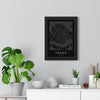 Venice street map poster in black, minimal city map print framed on a living room wall