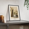 Victorian Hallway Print framed and leaning on a sideboard
