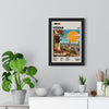 Vienna Mid Century Travel print framed on a living room wall