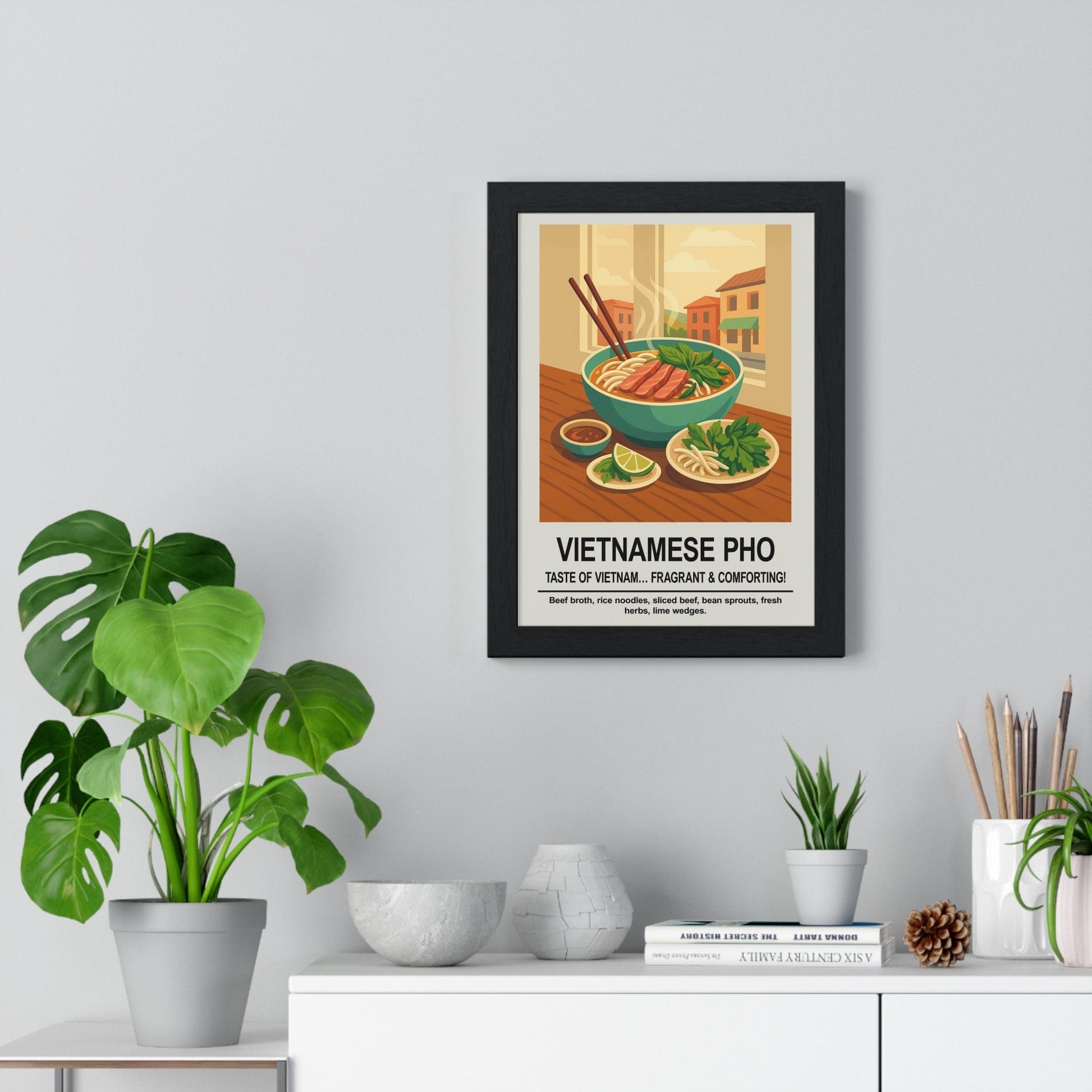 Framed Vietnamese Pho Kitchen Asian Food Print print