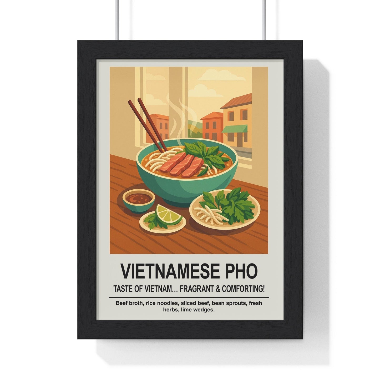 Framed Vietnamese Pho Kitchen Asian Food Print print