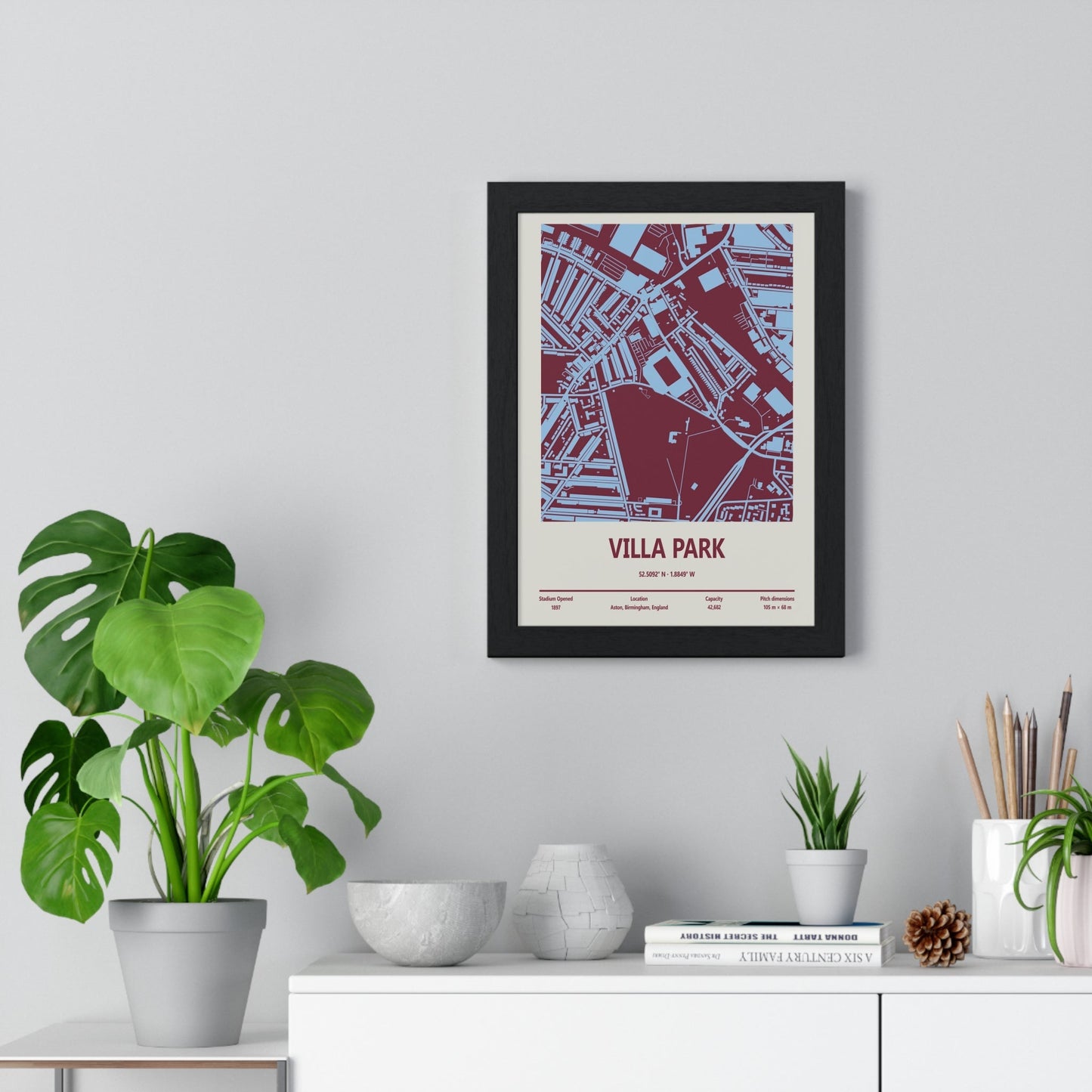 Framed Villa Park Stadium map print