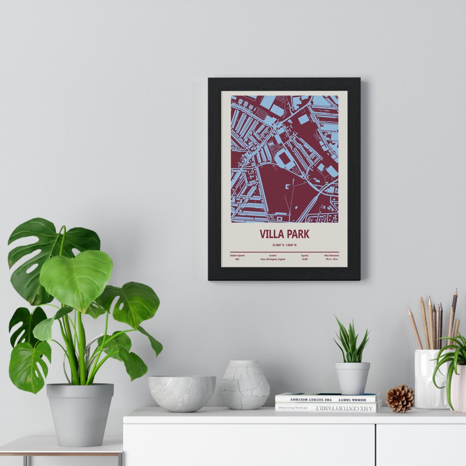 Framed Villa Park Stadium map print