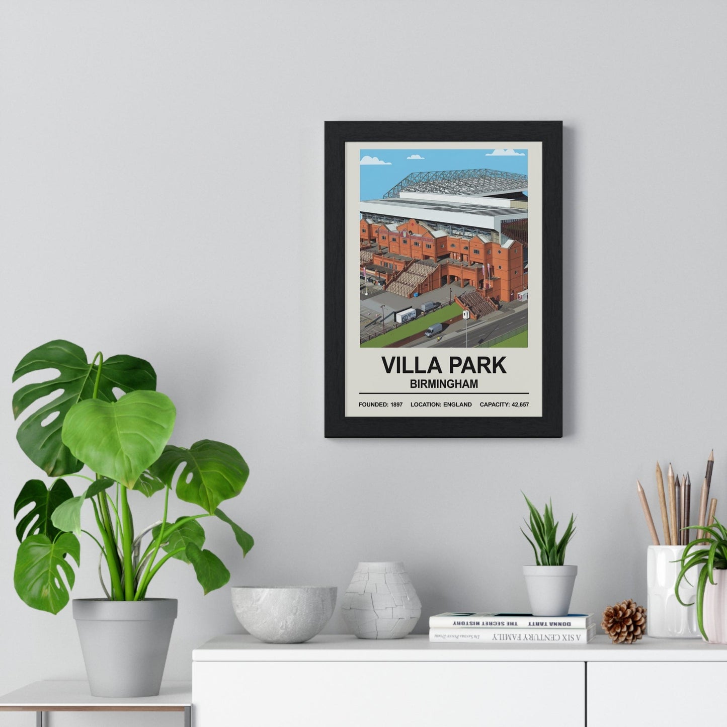 Framed Villa Park Stadium poster