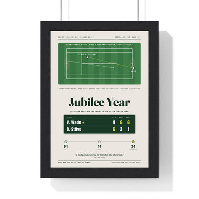Jubilee Year 1977 Tennis print framed in a black frame, ready to hang