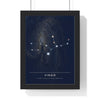Virgo Constellation print framed in a black frame, ready to hang