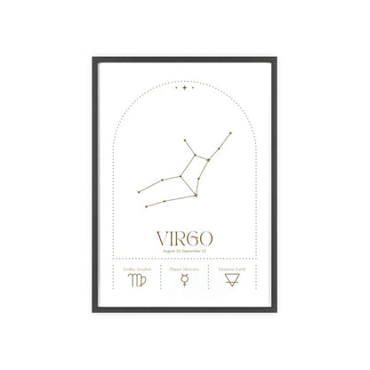 Virgo Minimalist Astrology Chart Poster - Art Print - Poster Kingz