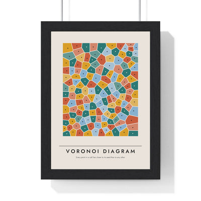 Voronoi Diagram print framed in a black frame, ready to hang